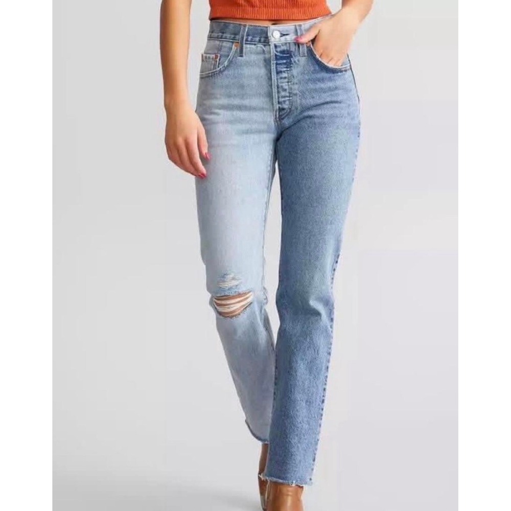 Levis 501 Original Two Tone Split Wash Straight Leg Jeans Blue W24 L32